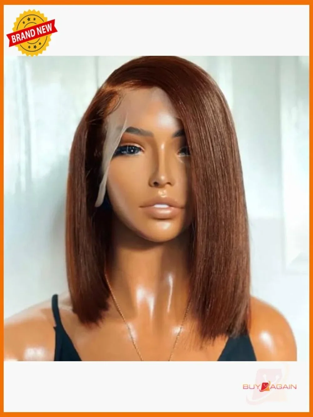 100% Human Hair Bob Wig with Lace Frontal, Short Straight, Pre Plucked
